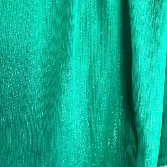 I Love Ronson Green Shimmer Long Sleeve Blouse NWT Holiday Party Top Size Large - Picture 2 of 6